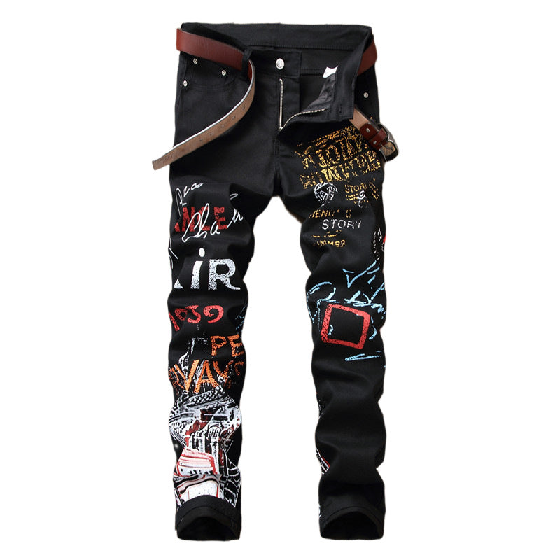 Graffiti Print Plus Size Trousers