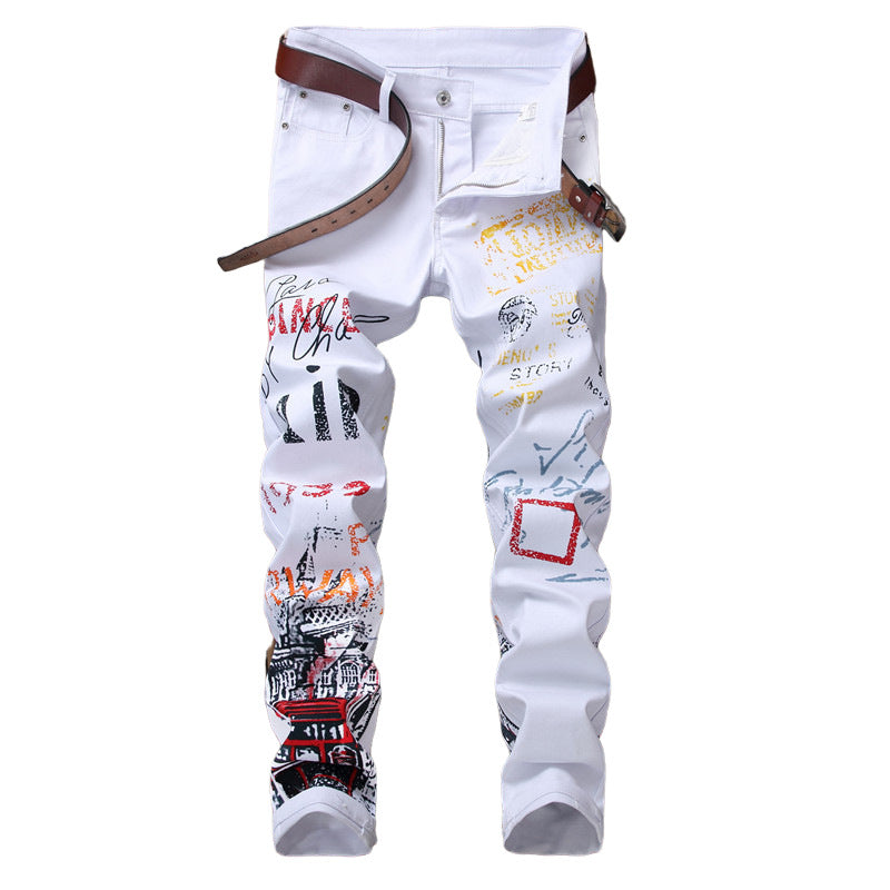 Graffiti Print Plus Size Trousers