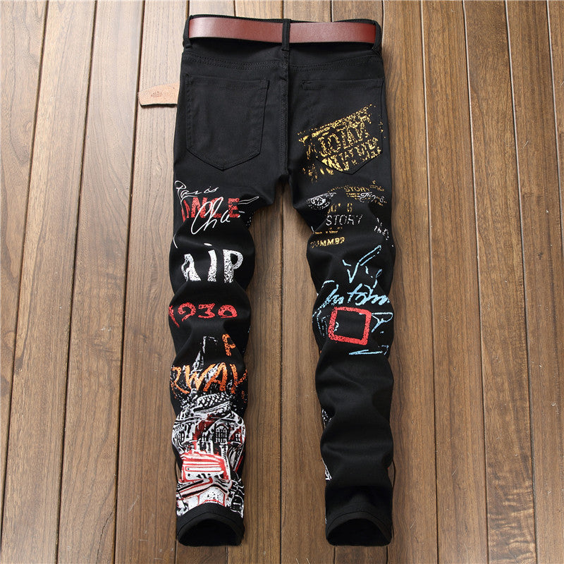 Graffiti Print Plus Size Trousers