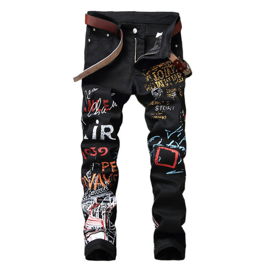Graffiti Print Plus Size Trousers