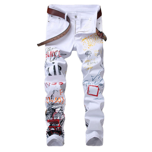 Graffiti Print Plus Size Trousers