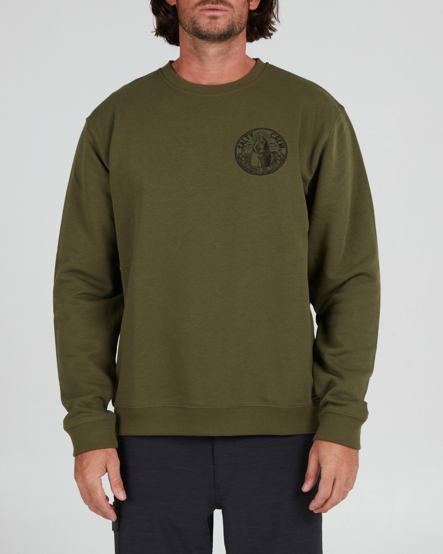 In Fishing We Trust Army Crew Fleece