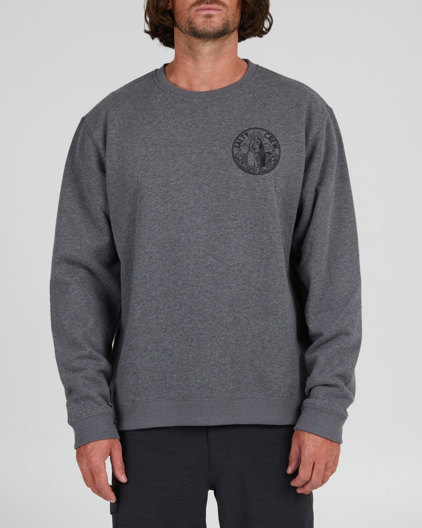 In Fishing We Trust Gunmetal Crew Fleece
