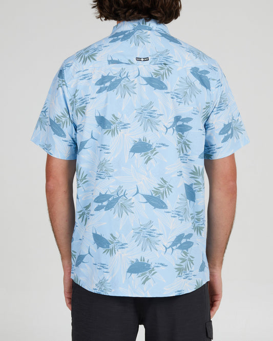 Feeding Frenzy Light Blue S/S UV Woven